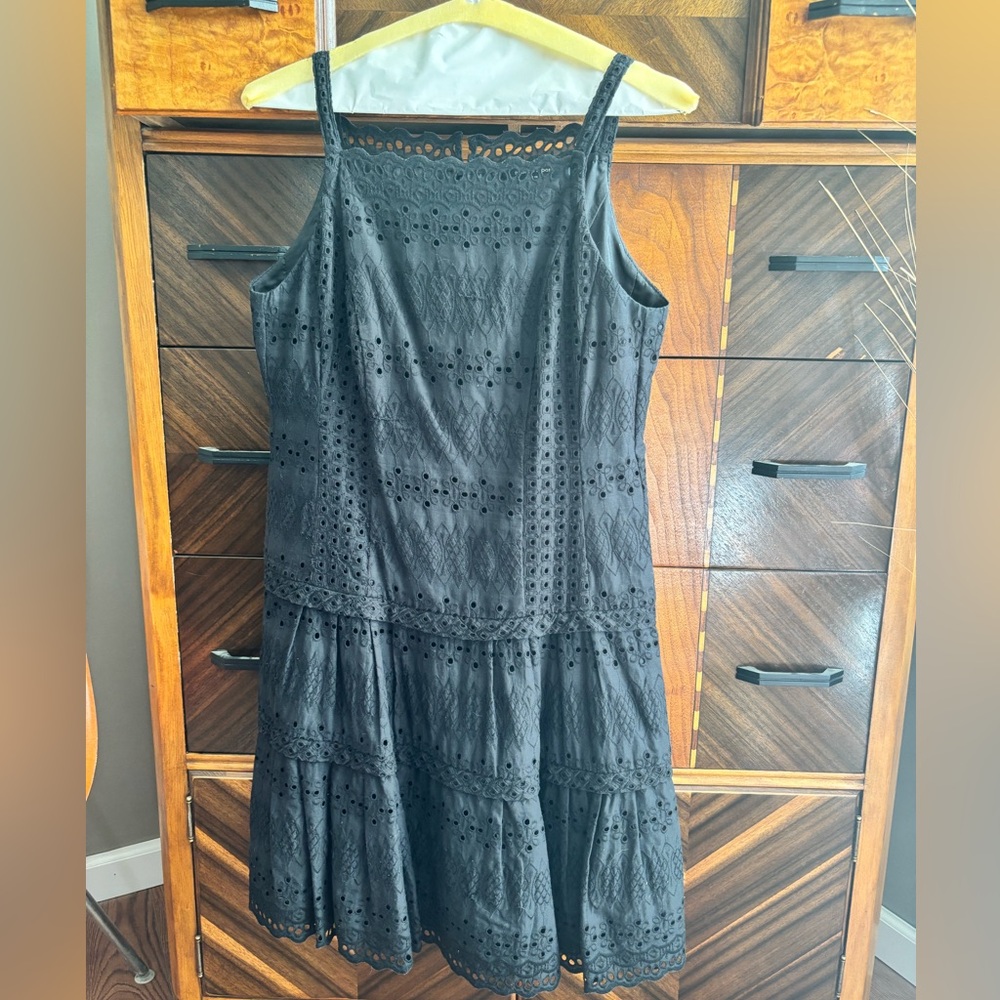 Nanette Lepore Black Eyelet Tiered Mini Sundress
